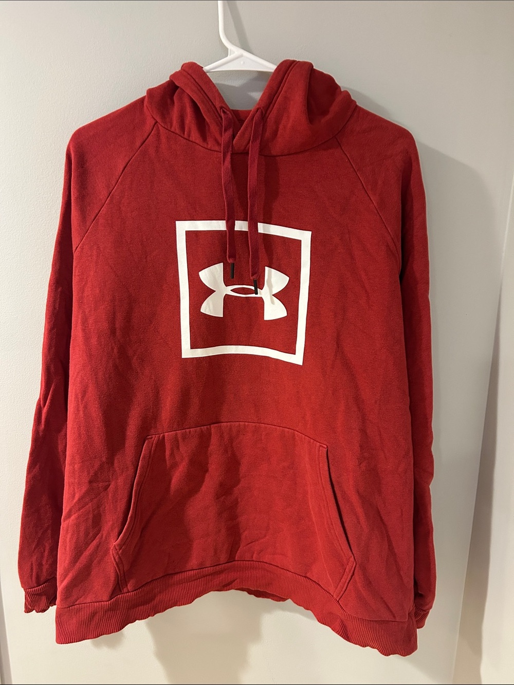 Under Armour Red Hooded Sweatshirt with White Logo